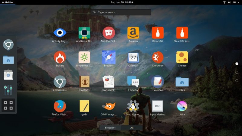 tampilan desktop linux Gnome