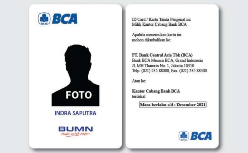 Id card karyawan bank BCA